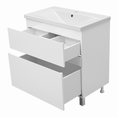 Тумба напольная Misty Лаки 80 белая (П-Лак-01080-0112Я) с раковиной