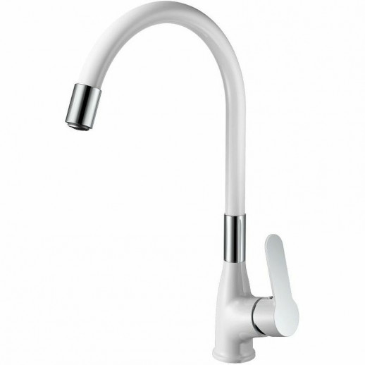 Однорычажный смеситель для кухни Haiba HB73557-8 (латунь) белый, хром