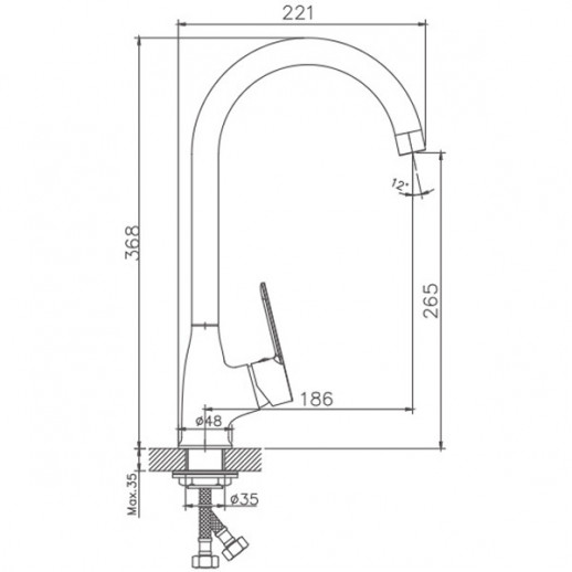Однорычажный смеситель для кухни Haiba HB73557-8 (латунь) белый, хром