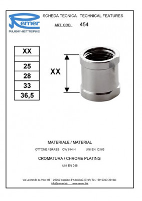 Муфта 3/4" Remer RR 454 хром