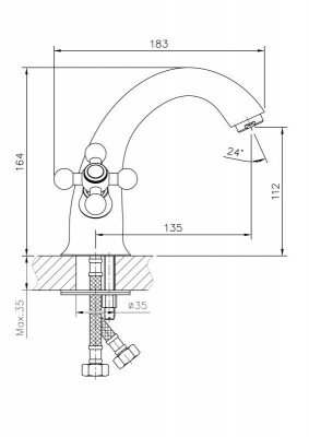 Смеситель для раковины Haiba HB1019 двухвентильный (латунь) хром