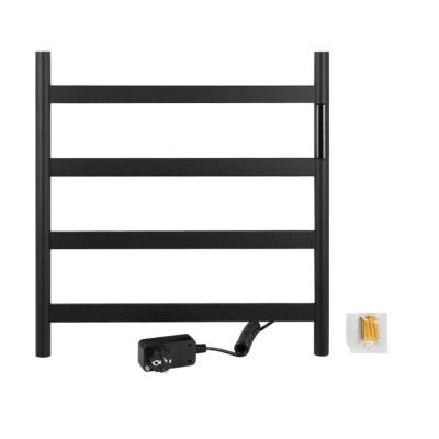 Полотенцесушитель электрический черный, лесенка 475 х 505 х 90 мм 4 перекл, 75 W, 220V / 50 Hz, нерж сталь, с таймером до 8 часов KRAFTTE (44039)