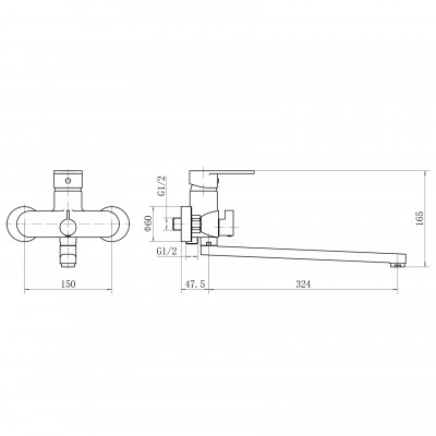 Смеситель для ванны Plstart PD22085, хром