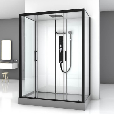 Душевая кабина Black&White Galaxy 8010000 с гидромассажем пр-ль черный 85х160 см прямоугольная