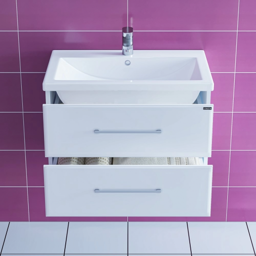 Тумба для умывальника подвесная СаНта "Омега-70" ЛЮКС 2 ящ. (под умывальник Фостер70)