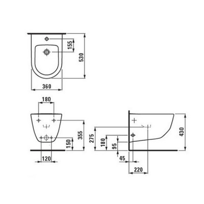 Laufen Pro 8.3095.2.000.302.1 биде подвесное 36 см х 53 см, белое