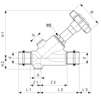 Viega Вентиль косой CRV с обратным клапаном пресс 22, DN20 бронза, EASYTOP SC-Contur, шт
