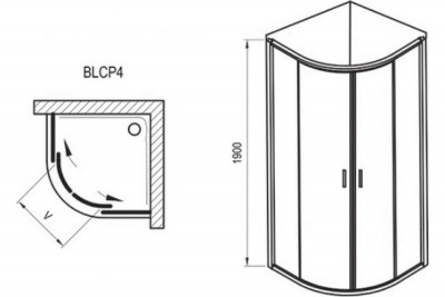 RAVAK Blix 3B240C00Z1 душевой уголок полукруглый раздвижной BLCP4-80 блестящий/транспарент/стекло