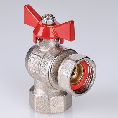 Кран шаровой VALTEC угловой с накидной гайкой 1/2 ВР-ВР (короткий) VT.266.NS.0505