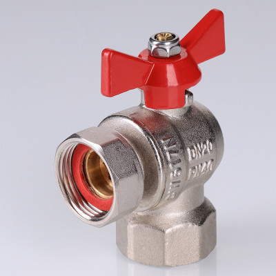 Кран шаровой VALTEC угловой с накидной гайкой 1/2 ВР-ВР (короткий) VT.266.NS.0505