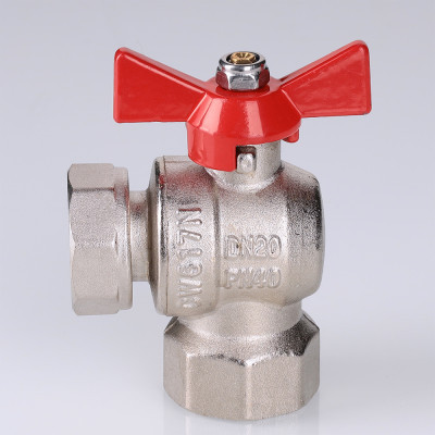 Кран шаровой VALTEC угловой с накидной гайкой 1/2 ВР-ВР (короткий) VT.266.NS.0505