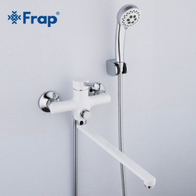 Смеситель Frap для ванны однорычажный поворотный белый/хром (F2244-8)