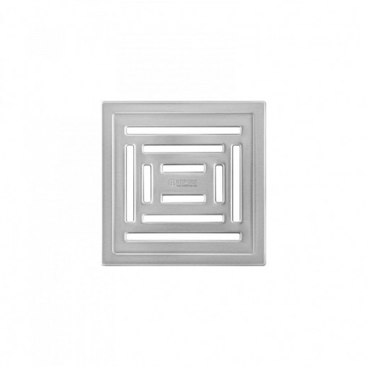 Трап BERGES водосток PLATZ Uno 100х100, матовый хром, S-сифон D50 H60 боковой