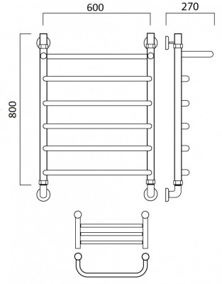 Водяной полотенцесушитель Акванерж Скоба с полкой 800х600 (004-058060)