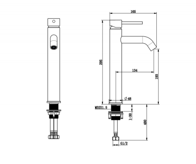 SCANDI Смеситель на раковину высокий Bronze de Luxe SCANDI черный матовый (1452B)