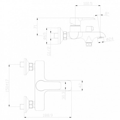 Смеситель Rossinka W35-31 для ванны