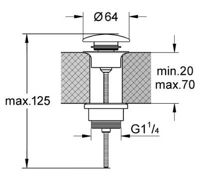 Донный клапан Kerasan 923389 click-clack Ferro matt для раковины