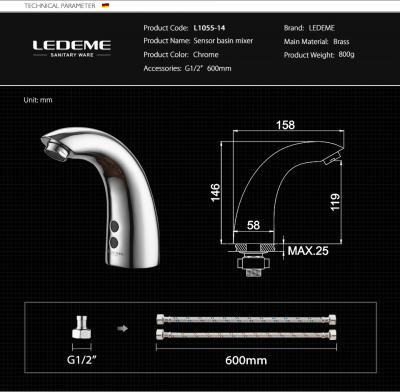 Сенсорный смеситель Ledeme L1055-14 сенсорный хром