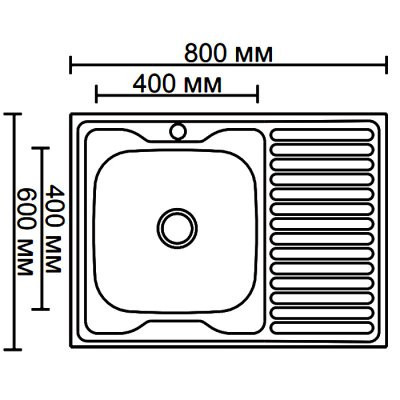 Одинарная мойка из нержавеющей стали накладная 60x80 см Ledeme L68060-6L с правым крылом