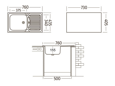 Кухонная мойка UKINOX Классика CLM760.435 --W6K 1R, 43,5*76