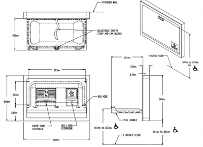Пеленальная станция NOFER 09203.2.S, нержавеющая сталь