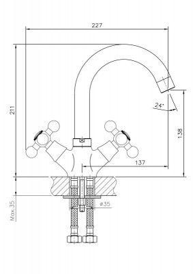 Смеситель для раковины Haiba HB1219 двухвентильный (латунь) хром