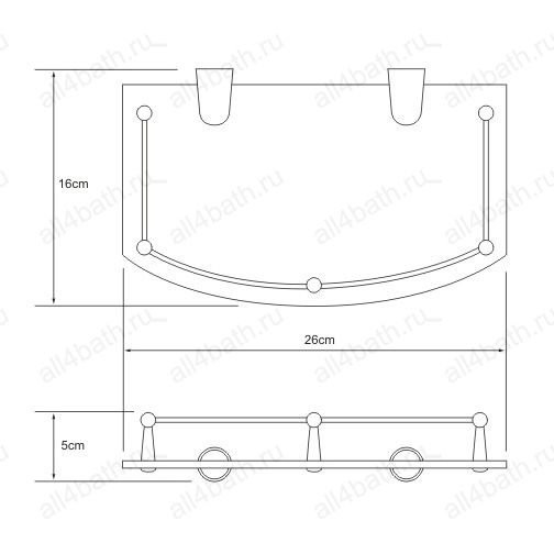 WasserKRAFT K-588 полка стеклянная с бортом, хром