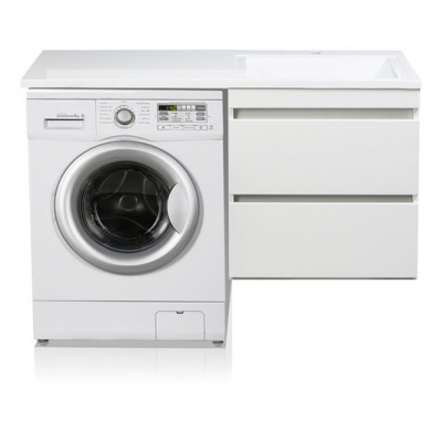 Тумба Style Line Даллас 120 L с раковиной над стиральной машиной, подвесная белая