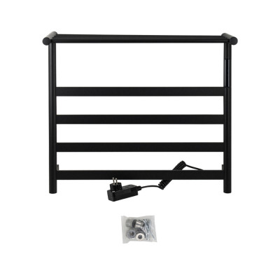 Полотенцесушитель электрический черный лесенка с полкой510 х 573 х 220 мм 4 перекл, 75 W, 220V / 50 Hz, нерж сталь, с таймером до 8 часов KRAFTTE (44019)