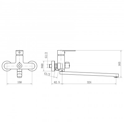Смеситель для ванны Plstart PD22072, хром