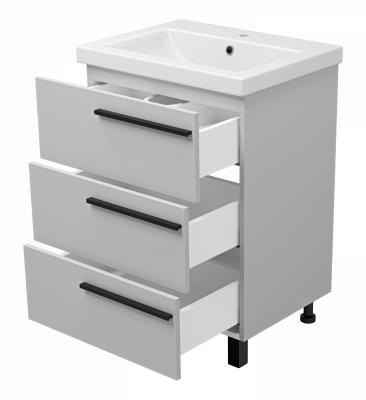 Тумба напольная Misty Ненси 570x445x720 серый (П-Нен-07060-503Я) с раковиной