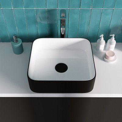 Раковина-чаша Grossman 40 GR-4042BW белая черная квадратная