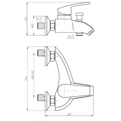 KorDi Black Line Edition KD 5704 - D51 Black/Chrome смеситель для ванны и душа, матовый черный