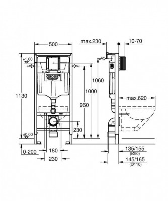 Система инсталляции для унитаза GROHE Rapid SL (1,13 м) (38536001)