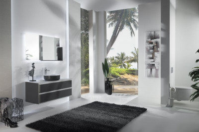 Armadi Art Moderno Cube CBRL111 комплект мебели для ванной, антрацит/белый, 111 см