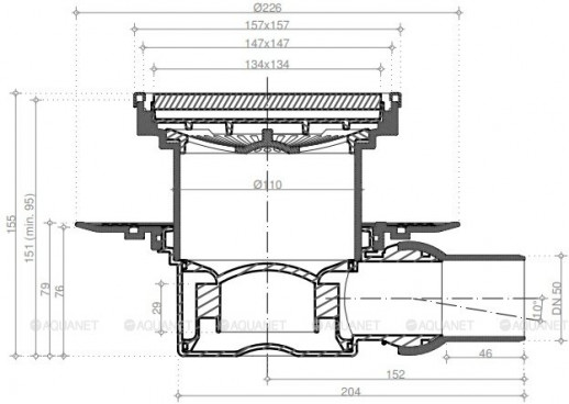 Трап для душа Pestan Confluo Standard Ceramic 1 13000119  Нержавеющая сталь / Пластик