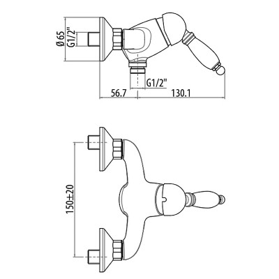 Смеситель для душа Gattoni Orta 2725/27D0 OLD золото 24 карат