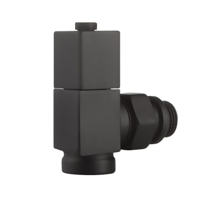 Набор дизайн-вентилей Royal Thermo CUBE, угловой (черный) 1/2" (RTE 56.0009)