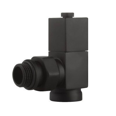 Набор дизайн-вентилей Royal Thermo CUBE, угловой (черный) 1/2" (RTE 56.0009)