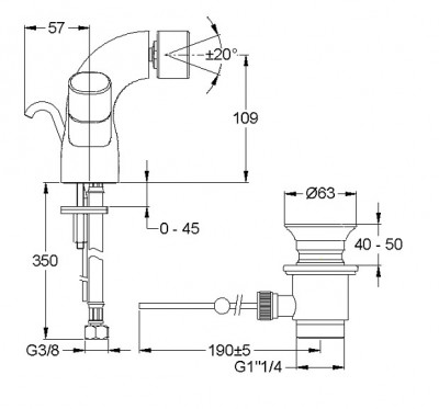 JACOB DELAFON Talan E10088RU-CP смеситель для биде, хром