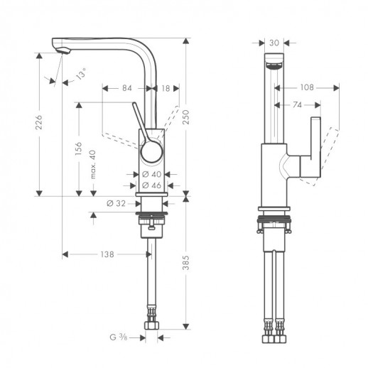 Hansgrohe Metris S 31161000 смеситель для раковины с д/к, хром