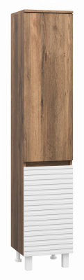 Шкаф-пенал напольный Brevita Dakota правый 350x340x1650 белый, темное дерево (DAK-050350-19/01П)
