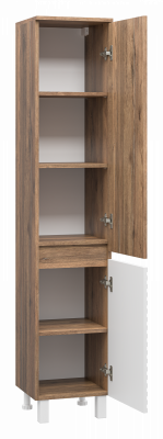 Шкаф-пенал напольный Brevita Dakota правый 350x340x1650 белый, темное дерево (DAK-050350-19/01П)