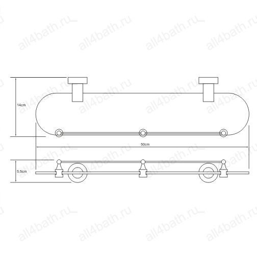 WasserKRAFT Donau K-9444 полка стеклянная с бортом, хром