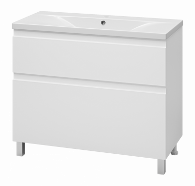 Тумба напольная Misty Лаки 100 белая (П-Лак-01100-0112Я) с раковиной