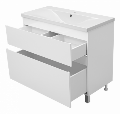 Тумба напольная Misty Лаки 100 белая (П-Лак-01100-0112Я) с раковиной