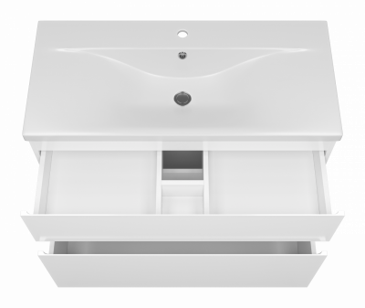 Тумба напольная Misty Лаки 100 белая (П-Лак-01100-0112Я) с раковиной