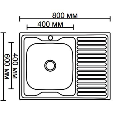 Одинарная мойка из нержавеющей стали накладная 60x80 см Ledeme L68060-6R с левым крылом