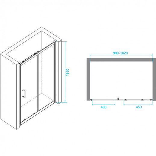 Душевая дверь RGW Passage PA-14 B 100 41081410-14 прозрачная профиль черный