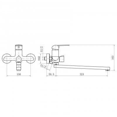 Смеситель для ванны Plstart PD22082, хром